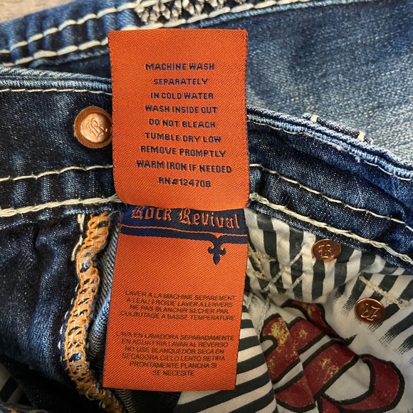 ROCK REVIVAL 26 ROSELIN BOOT CUT JEANS FLAP POCKETS CHUNKY STITCHING - Picture 8 of 12